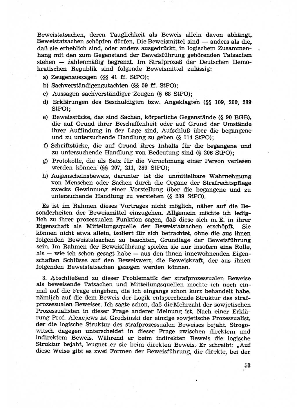 Fragen des Beweisrechts im Strafprozess [Deutsche Demokratische Republik (DDR)] 1956, Seite 53 (Fr. BeweisR. Str.-Proz. DDR 1956, S. 53)