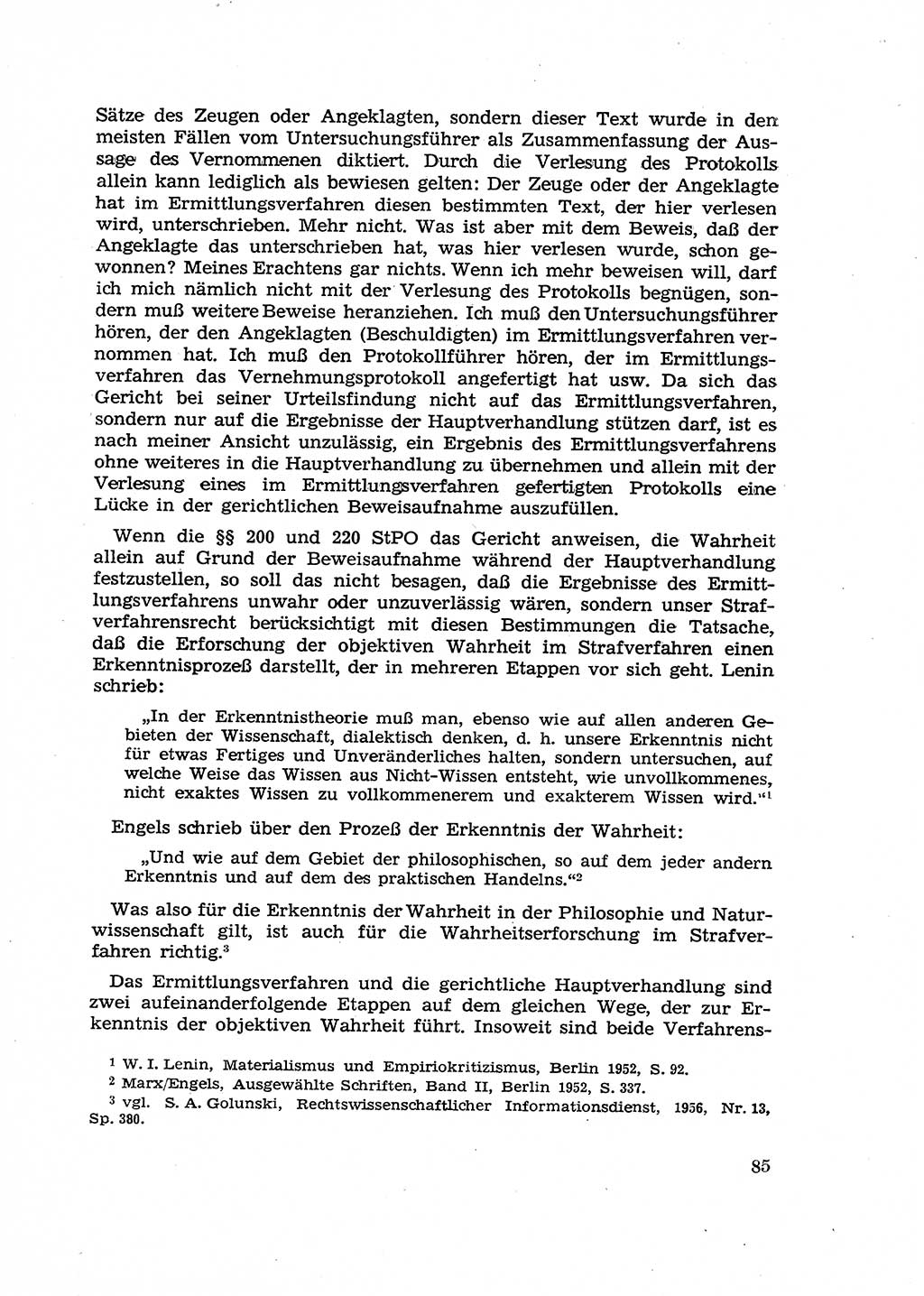 Fragen des Beweisrechts im Strafprozess [Deutsche Demokratische Republik (DDR)] 1956, Seite 85 (Fr. BeweisR. Str.-Proz. DDR 1956, S. 85)