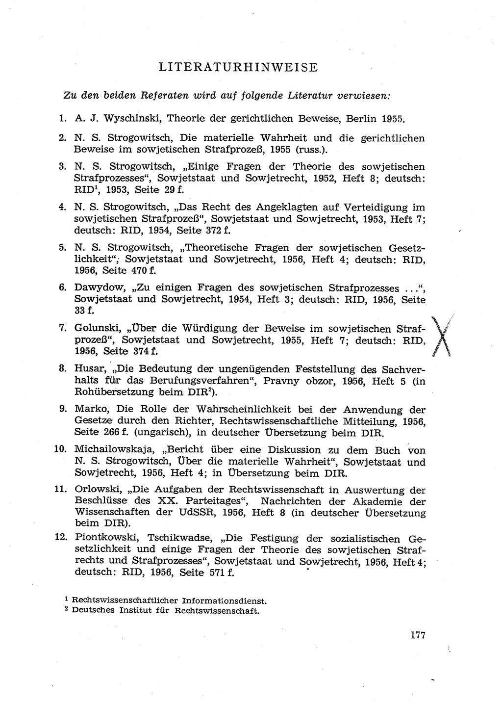 Fragen des Beweisrechts im Strafprozess [Deutsche Demokratische Republik (DDR)] 1956, Seite 177 (Fr. BeweisR. Str.-Proz. DDR 1956, S. 177)