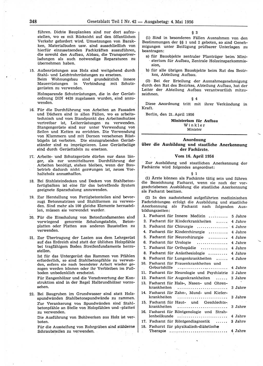 Gesetzblatt (GBl.) der Deutschen Demokratischen Republik (DDR) Teil Ⅰ 1956, Seite 348 (GBl. DDR Ⅰ 1956, S. 348)