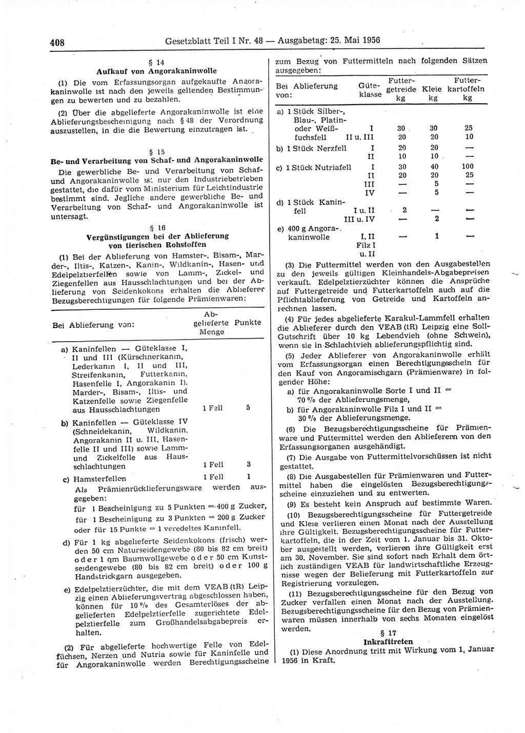 Gesetzblatt (GBl.) der Deutschen Demokratischen Republik (DDR) Teil Ⅰ 1956, Seite 408 (GBl. DDR Ⅰ 1956, S. 408)