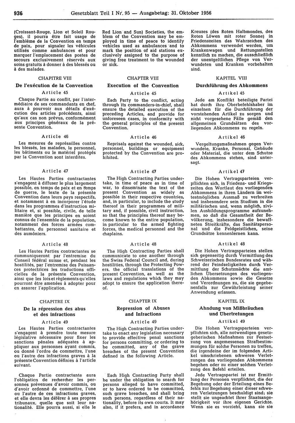 Gesetzblatt (GBl.) der Deutschen Demokratischen Republik (DDR) Teil Ⅰ 1956, Seite 936 (GBl. DDR Ⅰ 1956, S. 936)