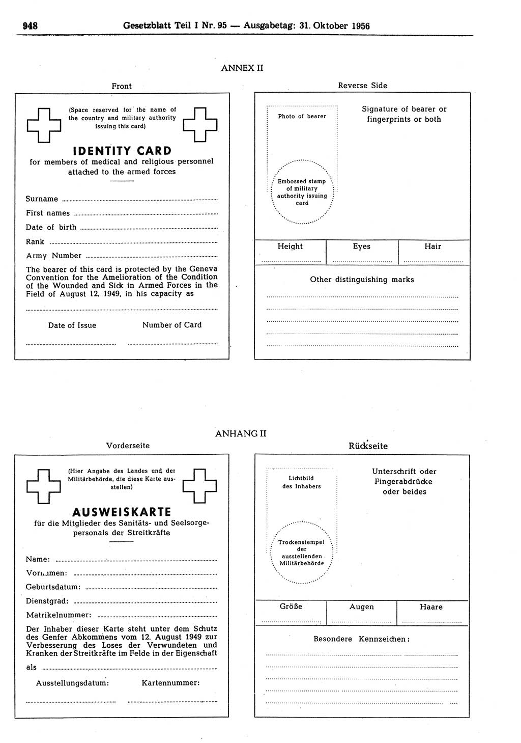 Gesetzblatt (GBl.) der Deutschen Demokratischen Republik (DDR) Teil Ⅰ 1956, Seite 948 (GBl. DDR Ⅰ 1956, S. 948)