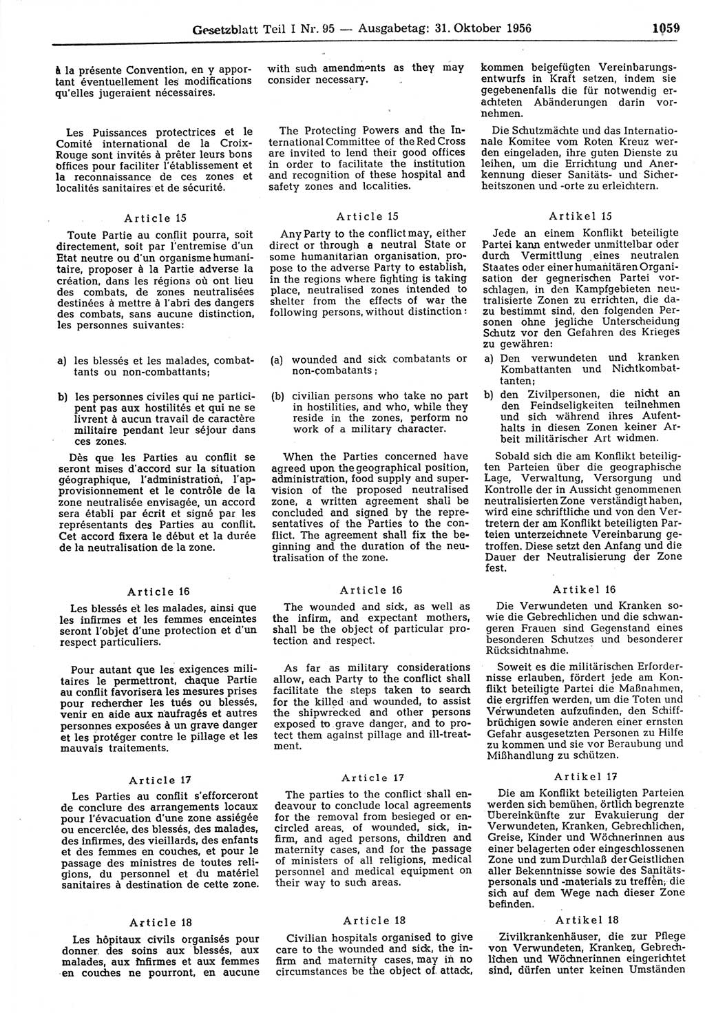 Gesetzblatt (GBl.) der Deutschen Demokratischen Republik (DDR) Teil Ⅰ 1956, Seite 1059 (GBl. DDR Ⅰ 1956, S. 1059)