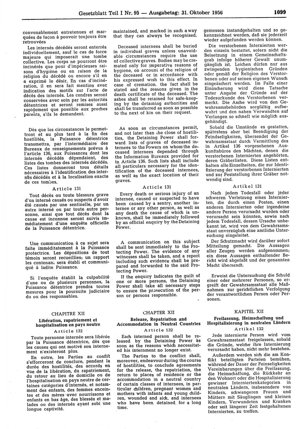 Gesetzblatt (GBl.) der Deutschen Demokratischen Republik (DDR) Teil Ⅰ 1956, Seite 1099 (GBl. DDR Ⅰ 1956, S. 1099)