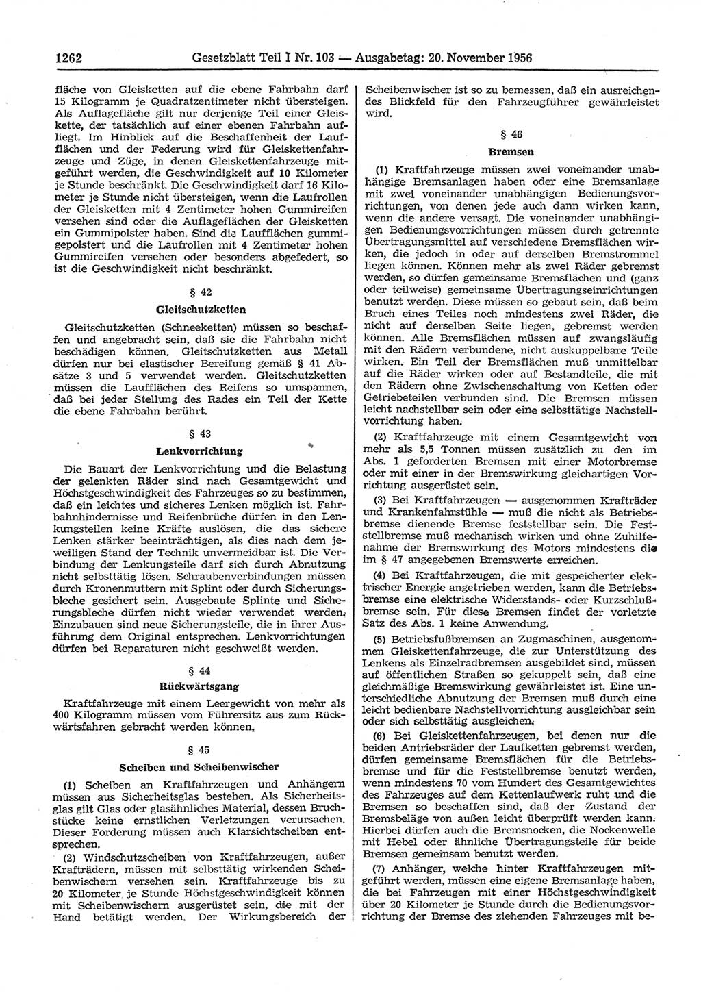 Gesetzblatt (GBl.) der Deutschen Demokratischen Republik (DDR) Teil Ⅰ 1956, Seite 1262 (GBl. DDR Ⅰ 1956, S. 1262)