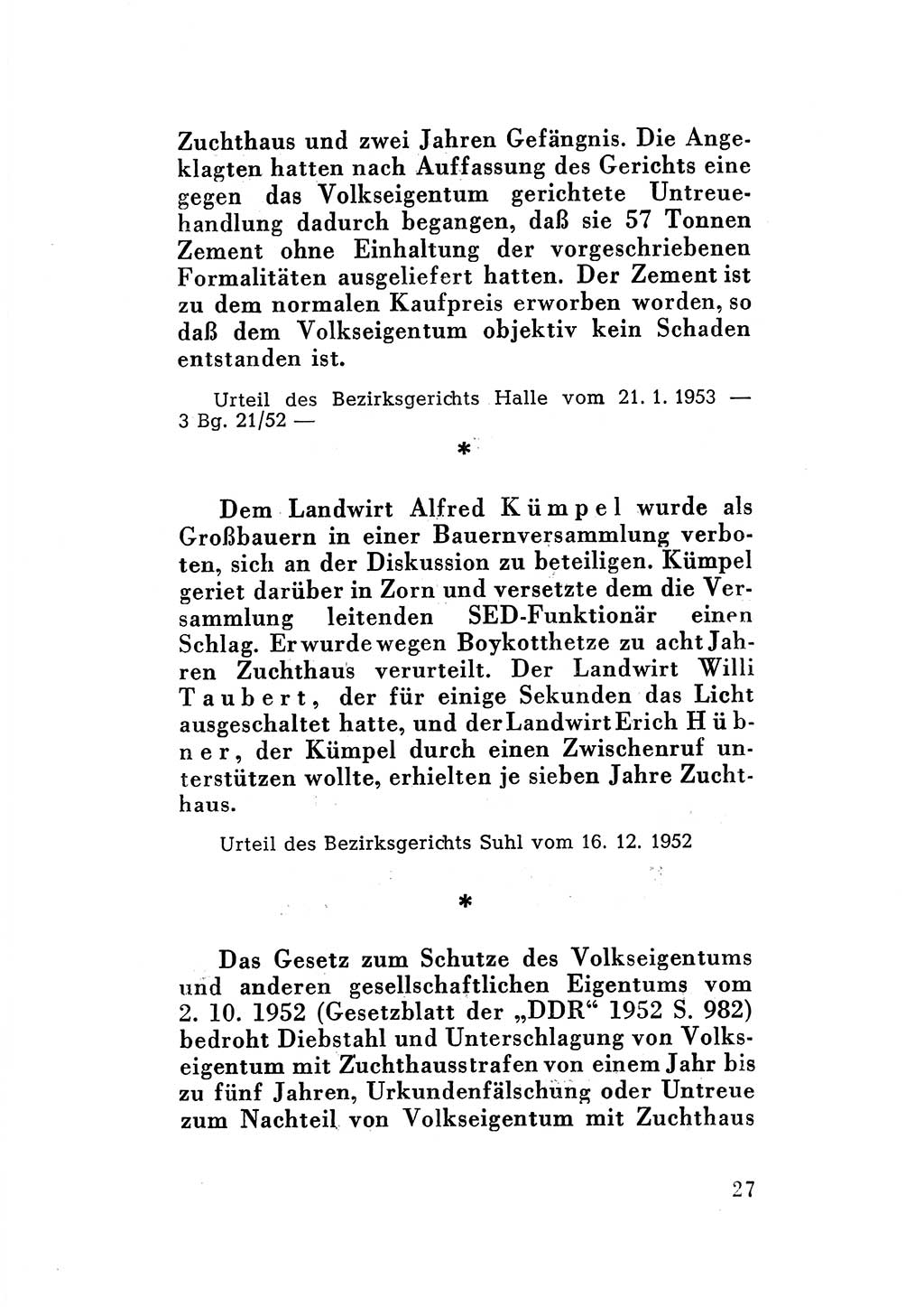 Katalog des Unrechts, Untersuchungsausschuß Freiheitlicher Juristen (UfJ) [Bundesrepublik Deutschland (BRD)] 1956, Seite 27 (Kat. UnR. UfJ BRD 1956, S. 27)