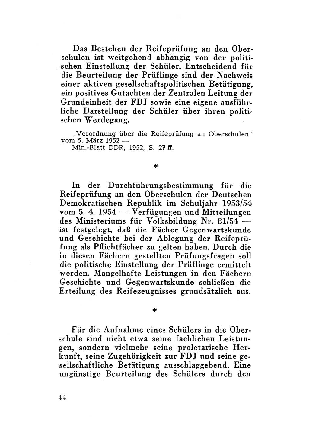 Katalog des Unrechts, Untersuchungsausschuß Freiheitlicher Juristen (UfJ) [Bundesrepublik Deutschland (BRD)] 1956, Seite 44 (Kat. UnR. UfJ BRD 1956, S. 44)