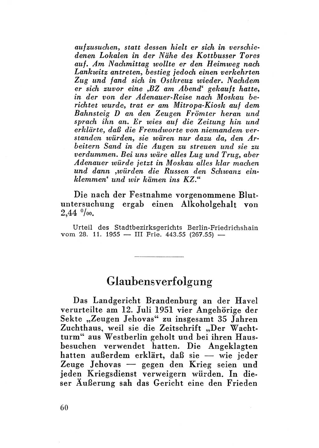 Katalog des Unrechts, Untersuchungsausschuß Freiheitlicher Juristen (UfJ) [Bundesrepublik Deutschland (BRD)] 1956, Seite 60 (Kat. UnR. UfJ BRD 1956, S. 60)