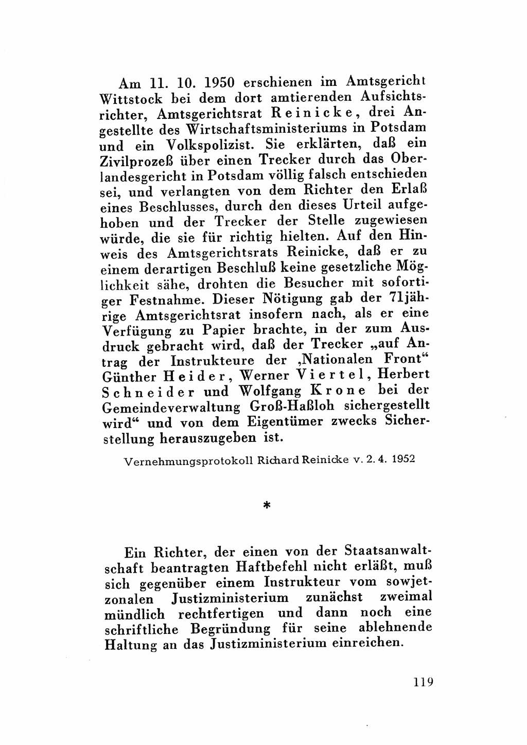 Katalog des Unrechts, Untersuchungsausschuß Freiheitlicher Juristen (UfJ) [Bundesrepublik Deutschland (BRD)] 1956, Seite 119 (Kat. UnR. UfJ BRD 1956, S. 119)