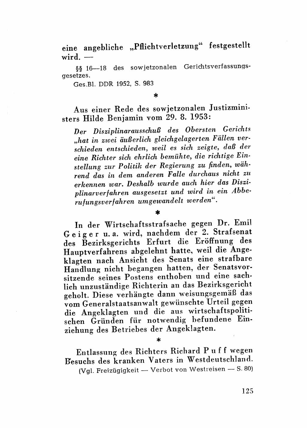 Katalog des Unrechts, Untersuchungsausschuß Freiheitlicher Juristen (UfJ) [Bundesrepublik Deutschland (BRD)] 1956, Seite 125 (Kat. UnR. UfJ BRD 1956, S. 125)