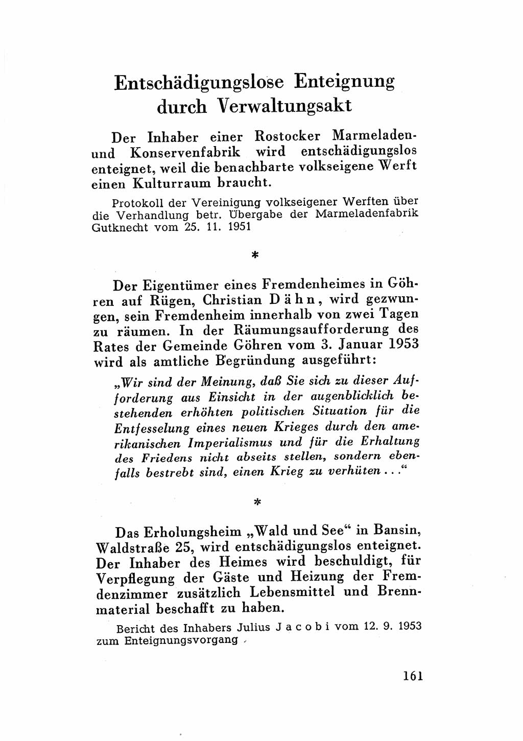 Katalog des Unrechts, Untersuchungsausschuß Freiheitlicher Juristen (UfJ) [Bundesrepublik Deutschland (BRD)] 1956, Seite 161 (Kat. UnR. UfJ BRD 1956, S. 161)