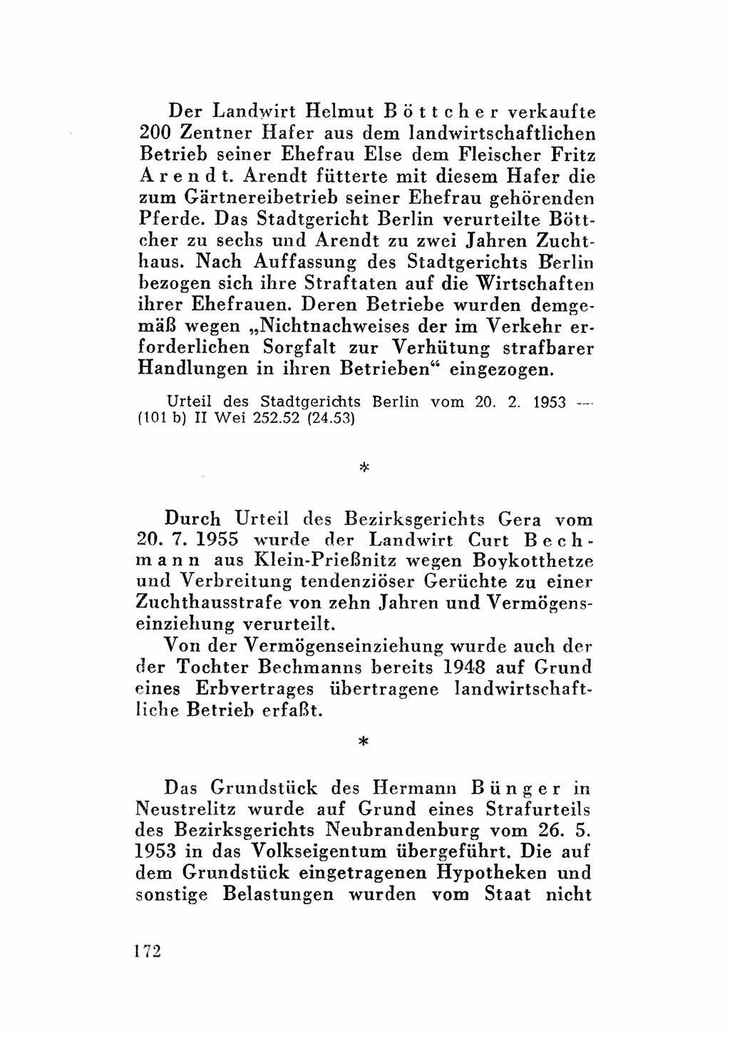 Katalog des Unrechts, Untersuchungsausschuß Freiheitlicher Juristen (UfJ) [Bundesrepublik Deutschland (BRD)] 1956, Seite 172 (Kat. UnR. UfJ BRD 1956, S. 172)