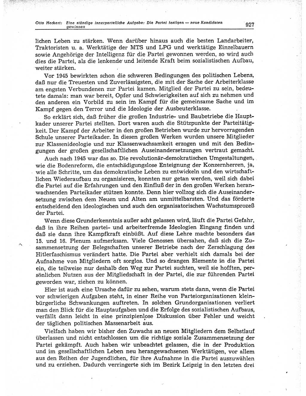 Neuer Weg (NW), Organ des Zentralkomitees (ZK) der SED (Sozialistische Einheitspartei Deutschlands) für Fragen des Parteiaufbaus und des Parteilebens, 11. Jahrgang [Deutsche Demokratische Republik (DDR)] 1956, Seite 927 (NW ZK SED DDR 1956, S. 927)