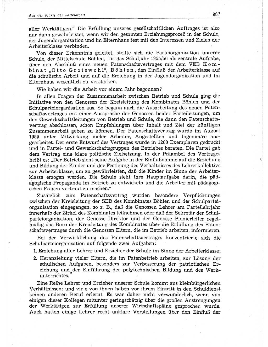 Neuer Weg (NW), Organ des Zentralkomitees (ZK) der SED (Sozialistische Einheitspartei Deutschlands) für Fragen des Parteiaufbaus und des Parteilebens, 11. Jahrgang [Deutsche Demokratische Republik (DDR)] 1956, Seite 967 (NW ZK SED DDR 1956, S. 967)