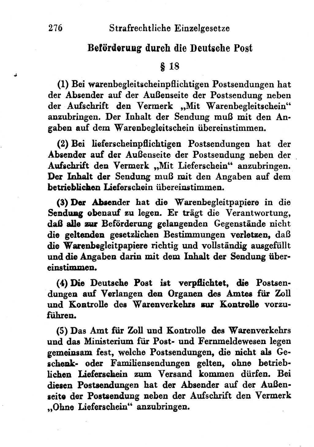 Strafgesetzbuch (StGB) und andere Strafgesetze [Deutsche Demokratische Republik (DDR)] 1956, Seite 276 (StGB Strafges. DDR 1956, S. 276)
