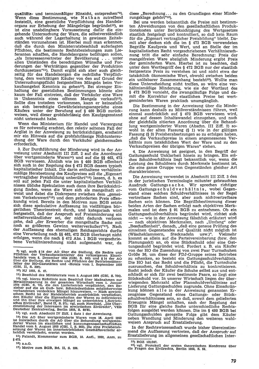 Neue Justiz (NJ), Zeitschrift für Recht und Rechtswissenschaft [Deutsche Demokratische Republik (DDR)], 10. Jahrgang 1956, Seite 79 (NJ DDR 1956, S. 79)