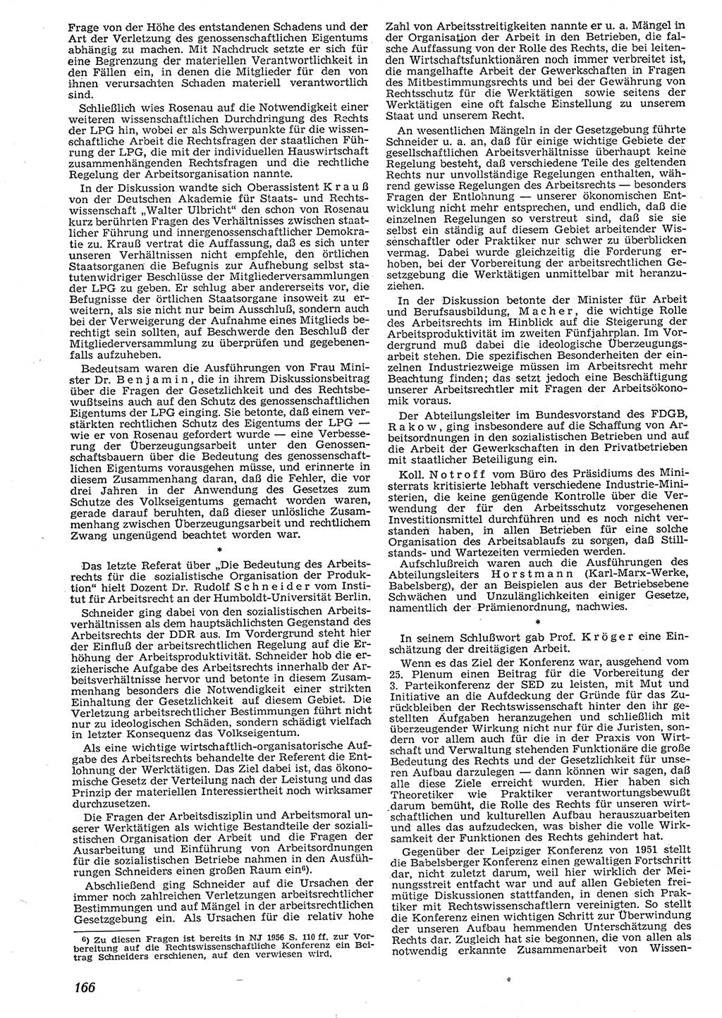 Neue Justiz (NJ), Zeitschrift für Recht und Rechtswissenschaft [Deutsche Demokratische Republik (DDR)], 10. Jahrgang 1956, Seite 166 (NJ DDR 1956, S. 166)
