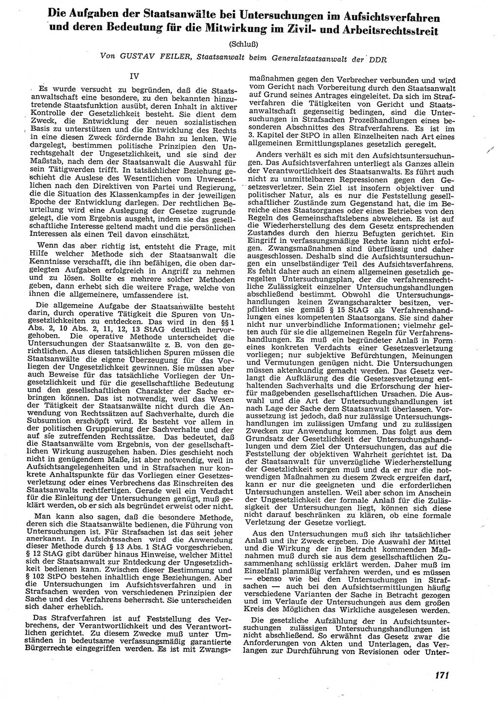 Neue Justiz (NJ), Zeitschrift für Recht und Rechtswissenschaft [Deutsche Demokratische Republik (DDR)], 10. Jahrgang 1956, Seite 171 (NJ DDR 1956, S. 171)