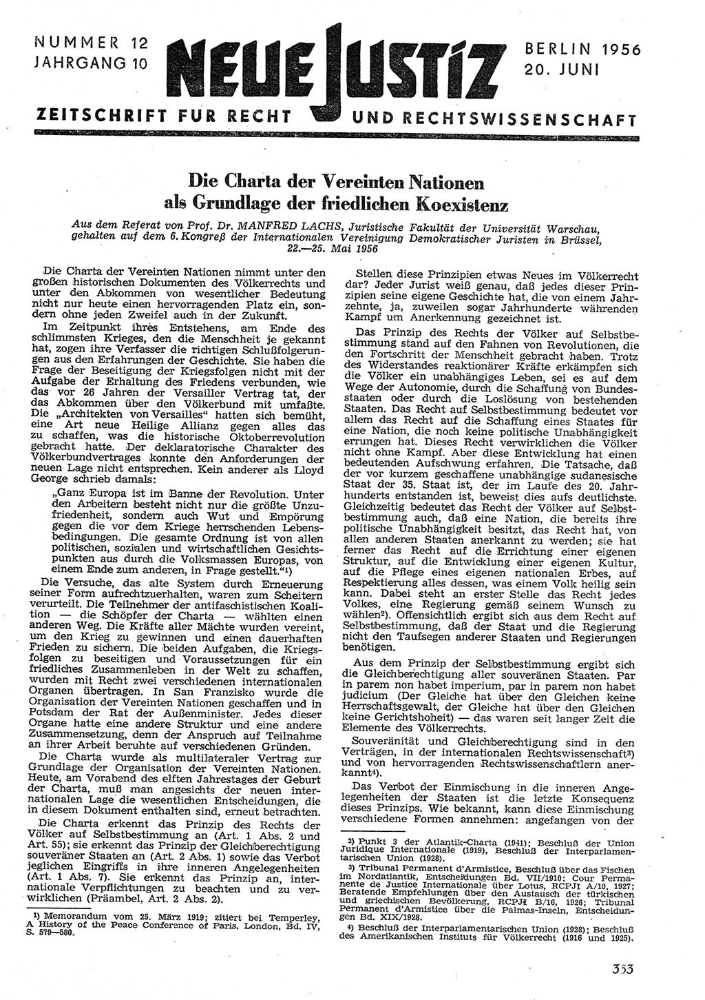 Neue Justiz (NJ), Zeitschrift für Recht und Rechtswissenschaft [Deutsche Demokratische Republik (DDR)], 10. Jahrgang 1956, Seite 353 (NJ DDR 1956, S. 353)