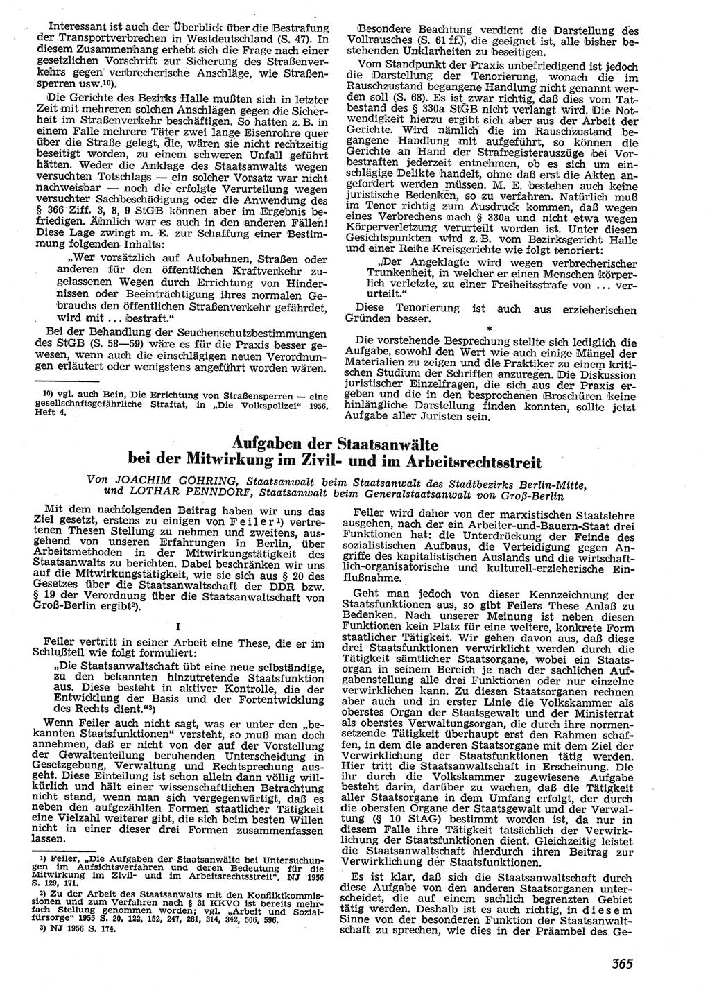 Neue Justiz (NJ), Zeitschrift für Recht und Rechtswissenschaft [Deutsche Demokratische Republik (DDR)], 10. Jahrgang 1956, Seite 365 (NJ DDR 1956, S. 365)