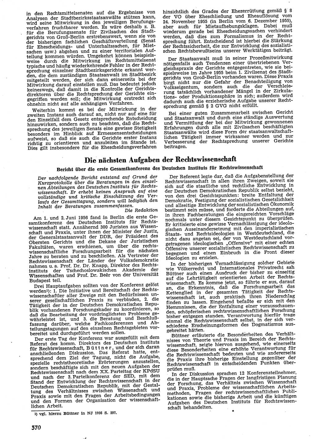 Neue Justiz (NJ), Zeitschrift für Recht und Rechtswissenschaft [Deutsche Demokratische Republik (DDR)], 10. Jahrgang 1956, Seite 370 (NJ DDR 1956, S. 370)