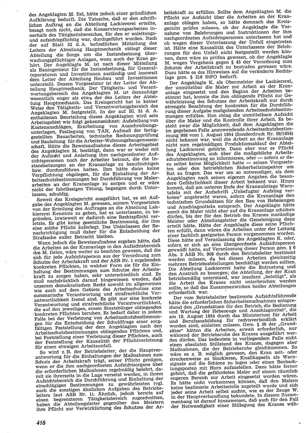 Neue Justiz (NJ), Zeitschrift für Recht und Rechtswissenschaft [Deutsche Demokratische Republik (DDR)], 10. Jahrgang 1956, Seite 416 (NJ DDR 1956, S. 416)