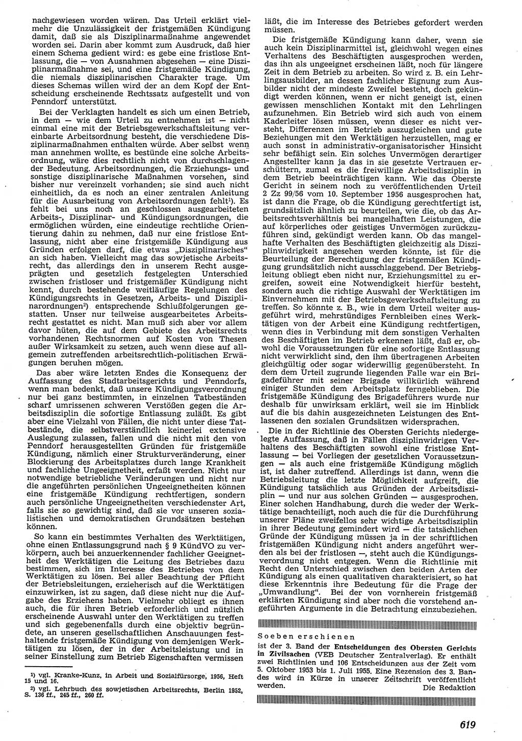 Neue Justiz (NJ), Zeitschrift für Recht und Rechtswissenschaft [Deutsche Demokratische Republik (DDR)], 10. Jahrgang 1956, Seite 619 (NJ DDR 1956, S. 619)