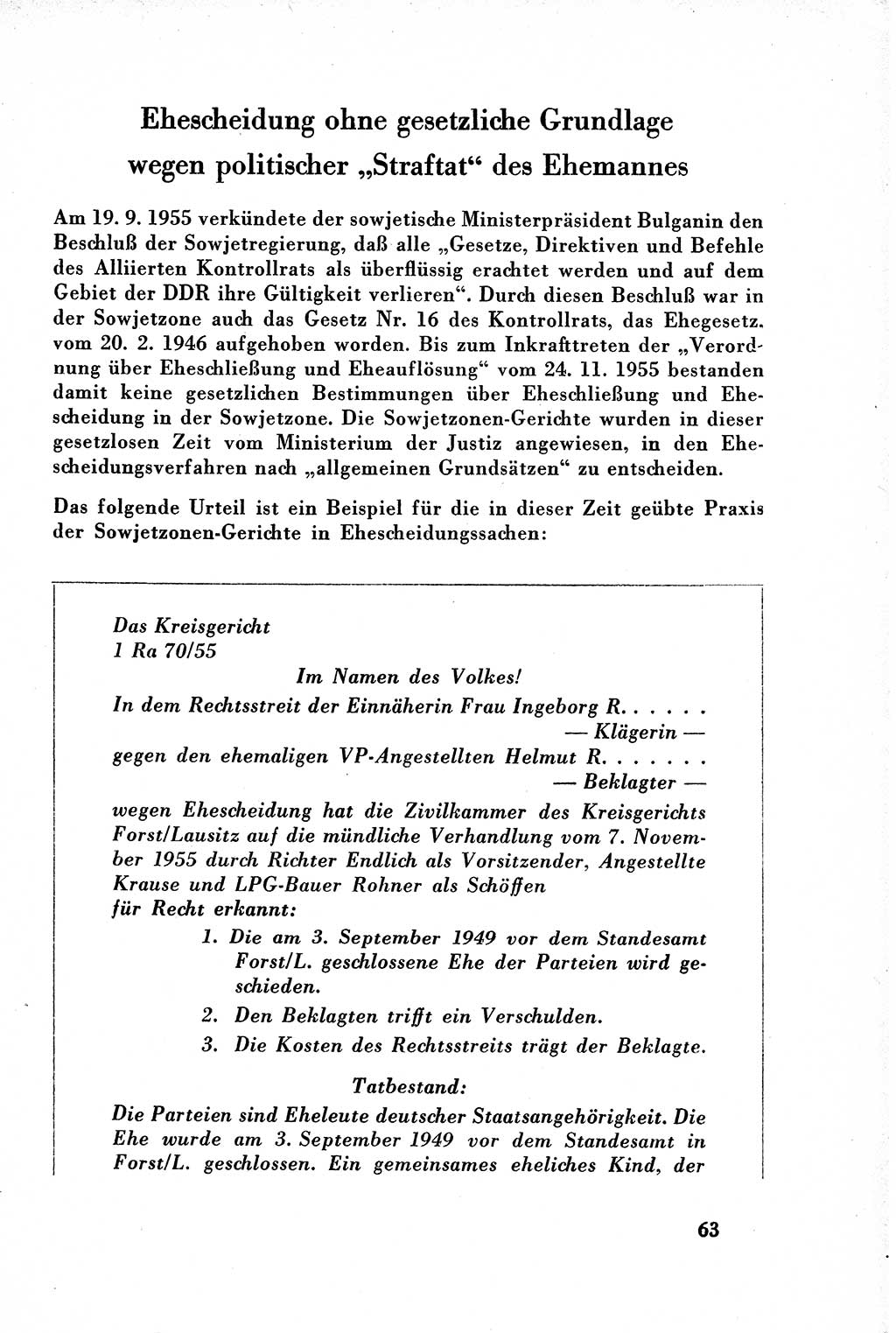 Dokumente des Unrechts, das SED-Regime [Deutsche Demokratische Republik (DDR)] in der Praxis, Bundesministerium für gesamtdeutsche Fragen (BMG) [Bundesrepublik Deutschland (BRD)] 1957, Seite 63 (Dok. UnR. SED-Reg. DDR BMG BRD 1957, S. 63)