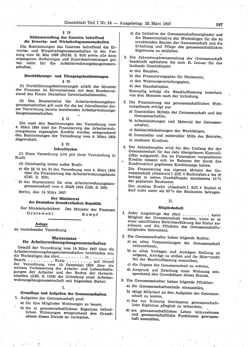 Gesetzblatt (GBl.) der Deutschen Demokratischen Republik (DDR) Teil Ⅰ 1957, Seite 197 (GBl. DDR Ⅰ 1957, S. 197)