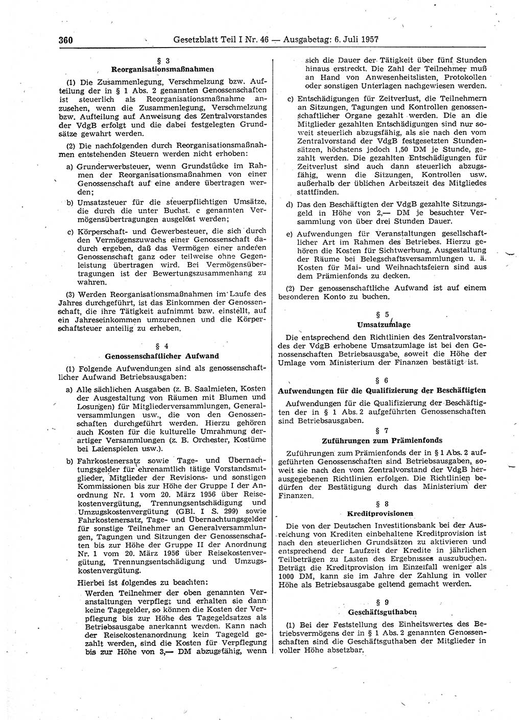 Gesetzblatt (GBl.) der Deutschen Demokratischen Republik (DDR) Teil Ⅰ 1957, Seite 360 (GBl. DDR Ⅰ 1957, S. 360)