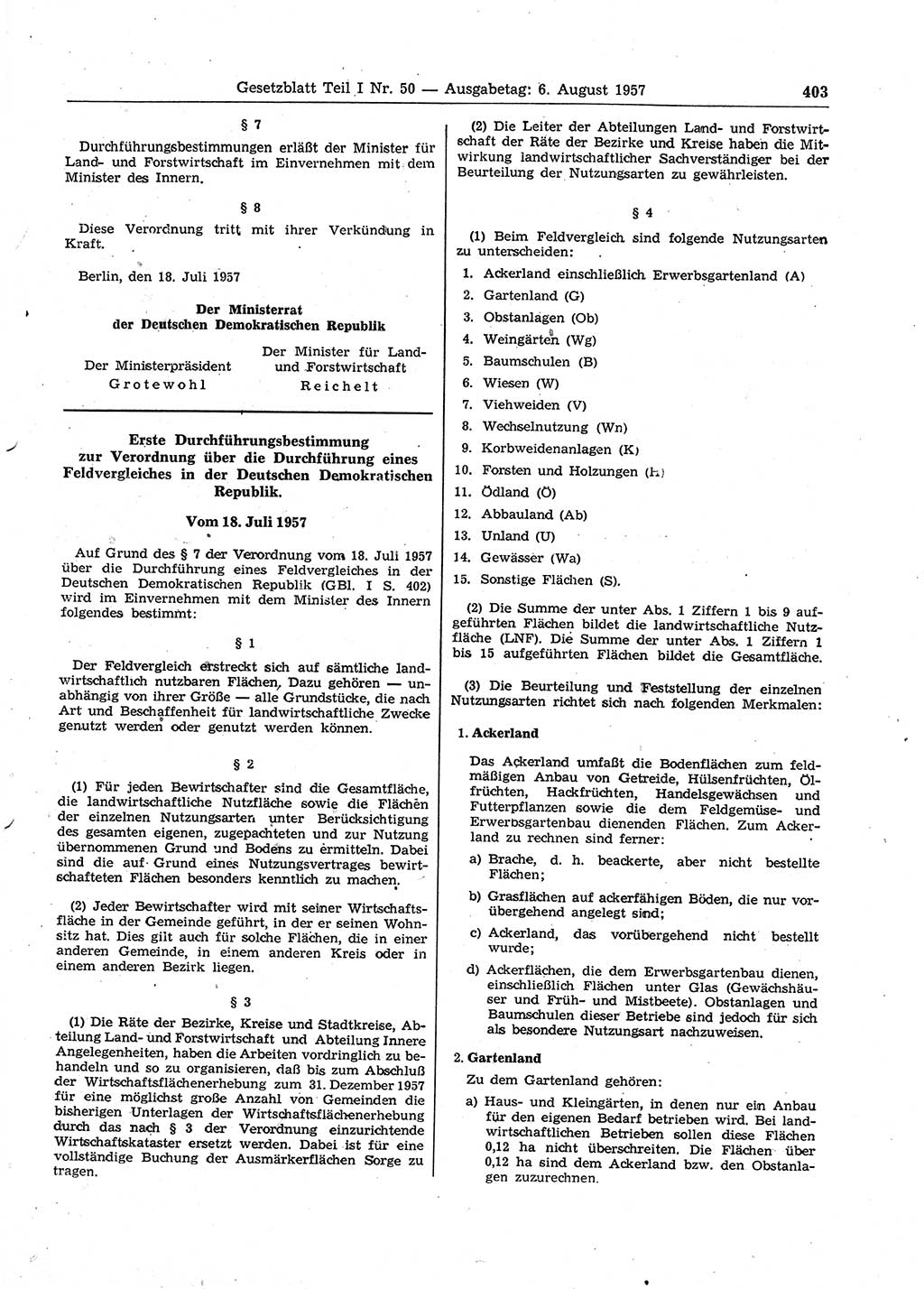 Gesetzblatt (GBl.) der Deutschen Demokratischen Republik (DDR) Teil Ⅰ 1957, Seite 403 (GBl. DDR Ⅰ 1957, S. 403)