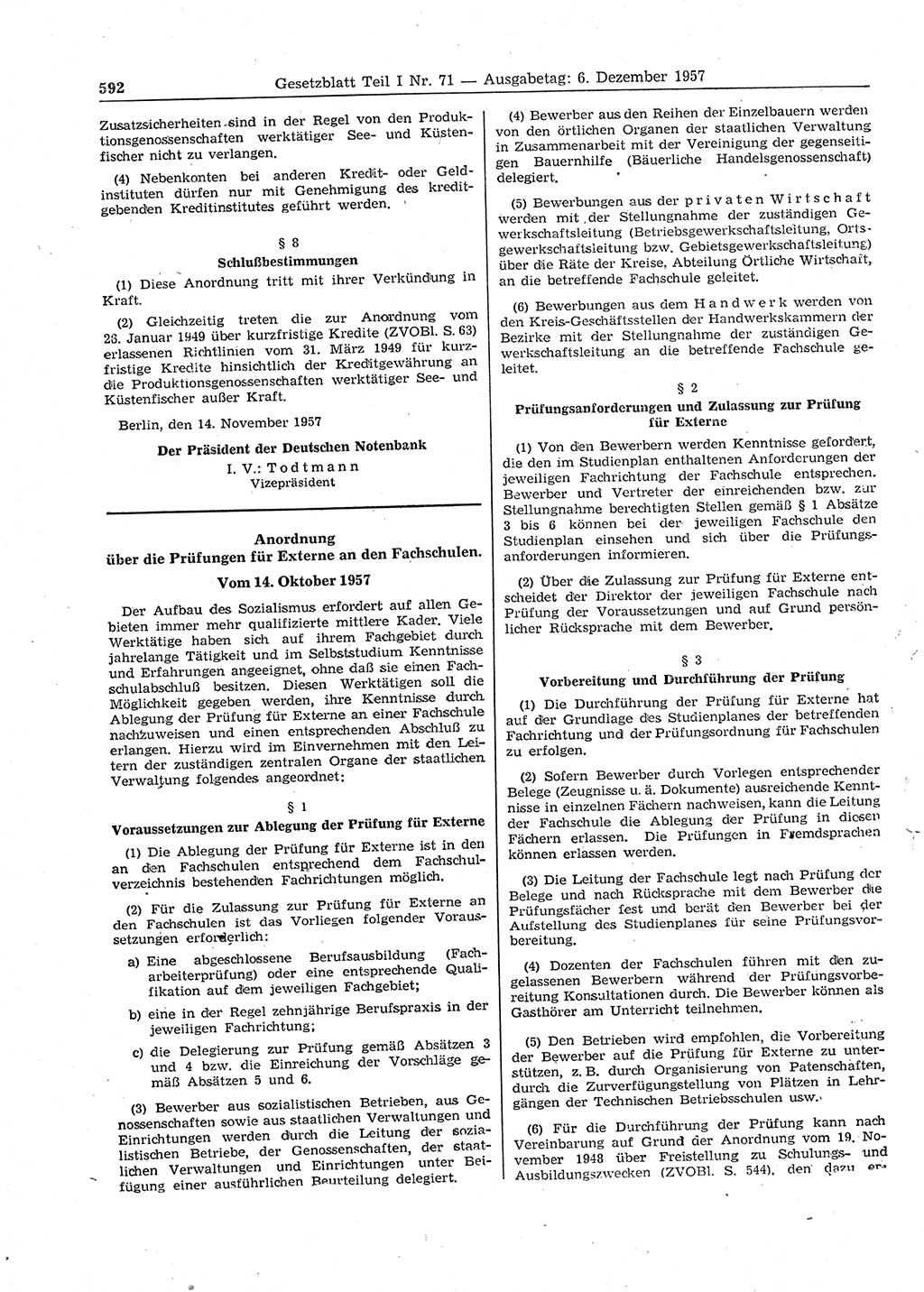 Gesetzblatt (GBl.) der Deutschen Demokratischen Republik (DDR) Teil Ⅰ 1957, Seite 592 (GBl. DDR Ⅰ 1957, S. 592)