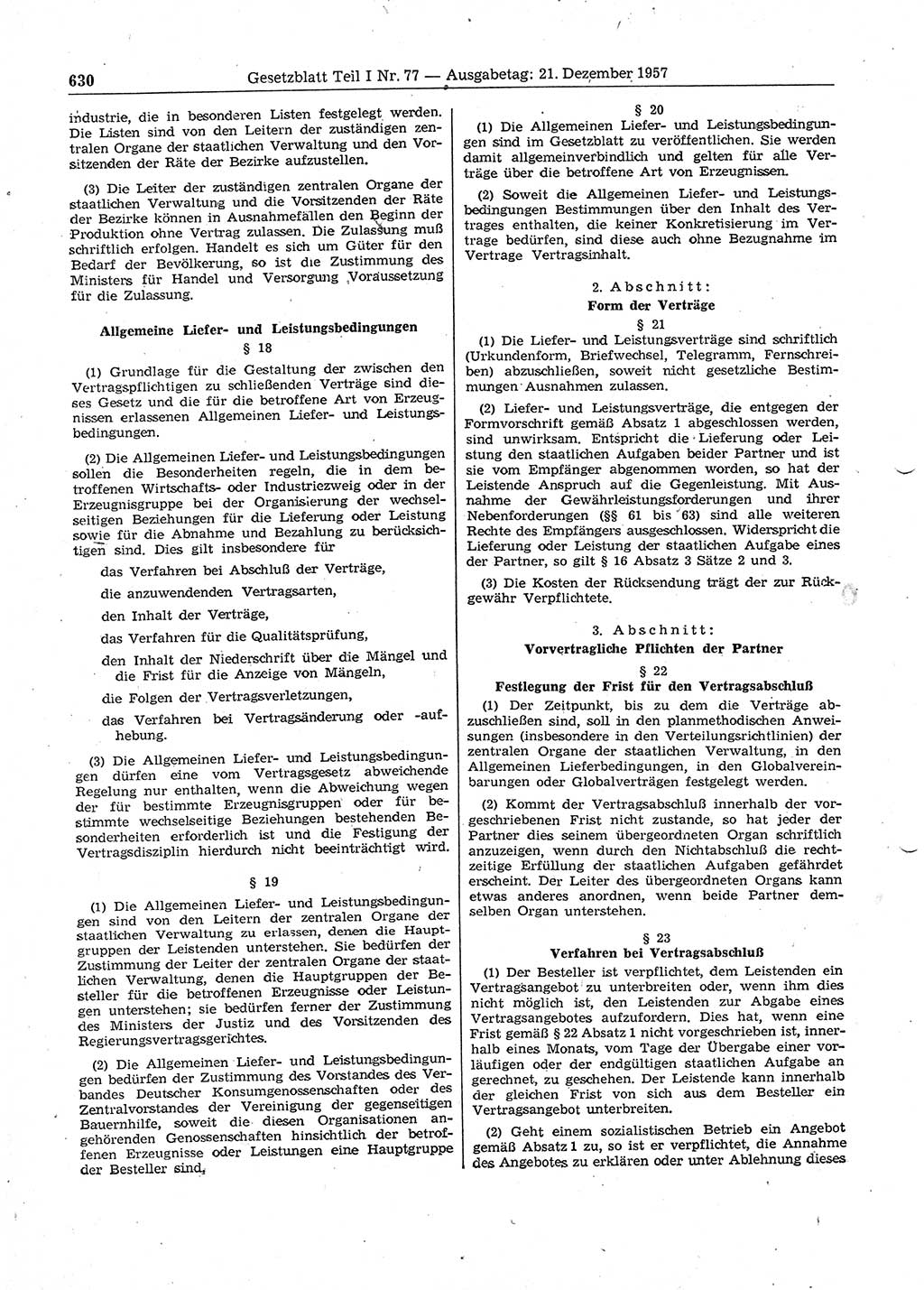 Gesetzblatt (GBl.) der Deutschen Demokratischen Republik (DDR) Teil Ⅰ 1957, Seite 630 (GBl. DDR Ⅰ 1957, S. 630)