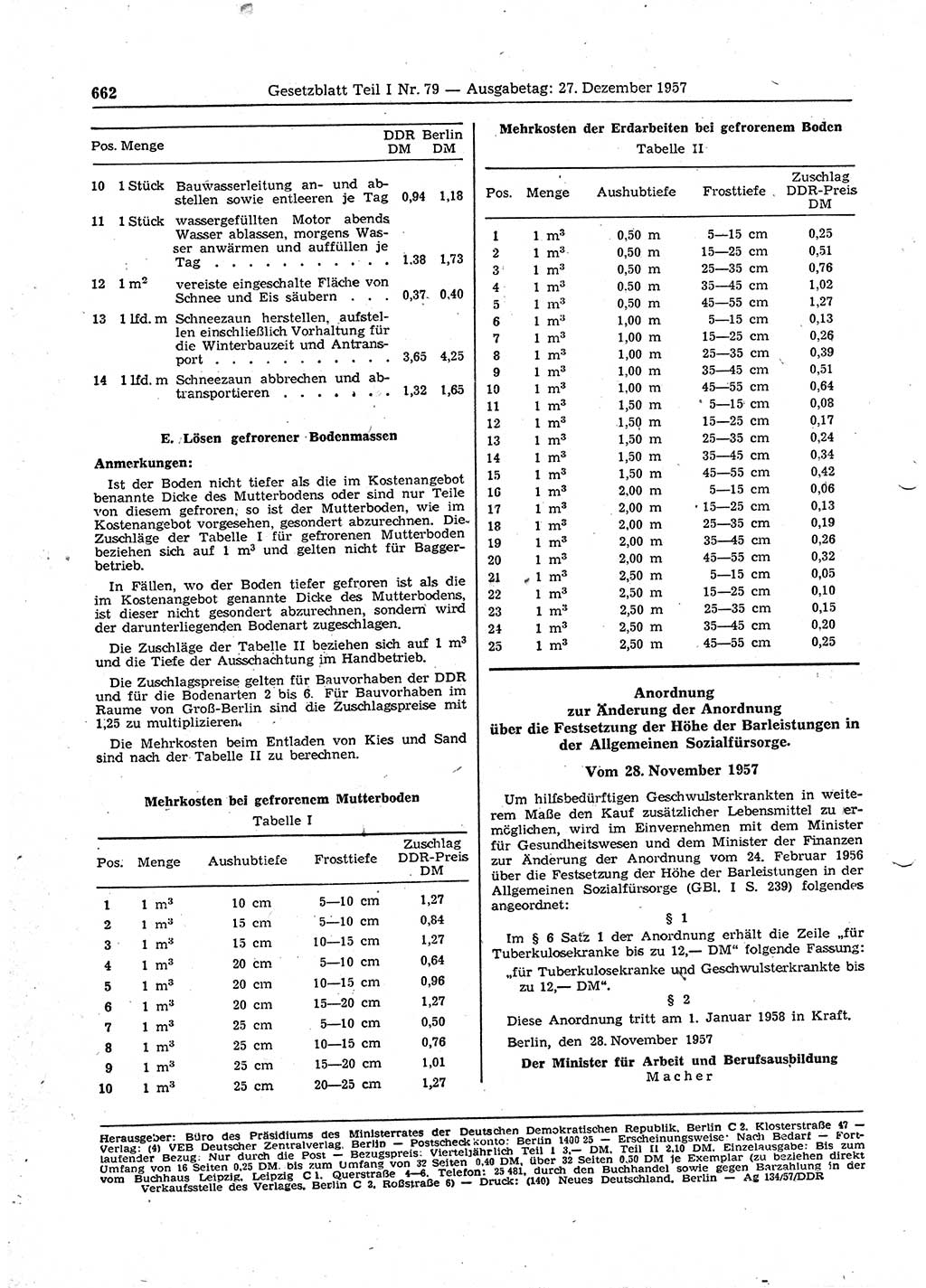Gesetzblatt (GBl.) der Deutschen Demokratischen Republik (DDR) Teil Ⅰ 1957, Seite 662 (GBl. DDR Ⅰ 1957, S. 662)