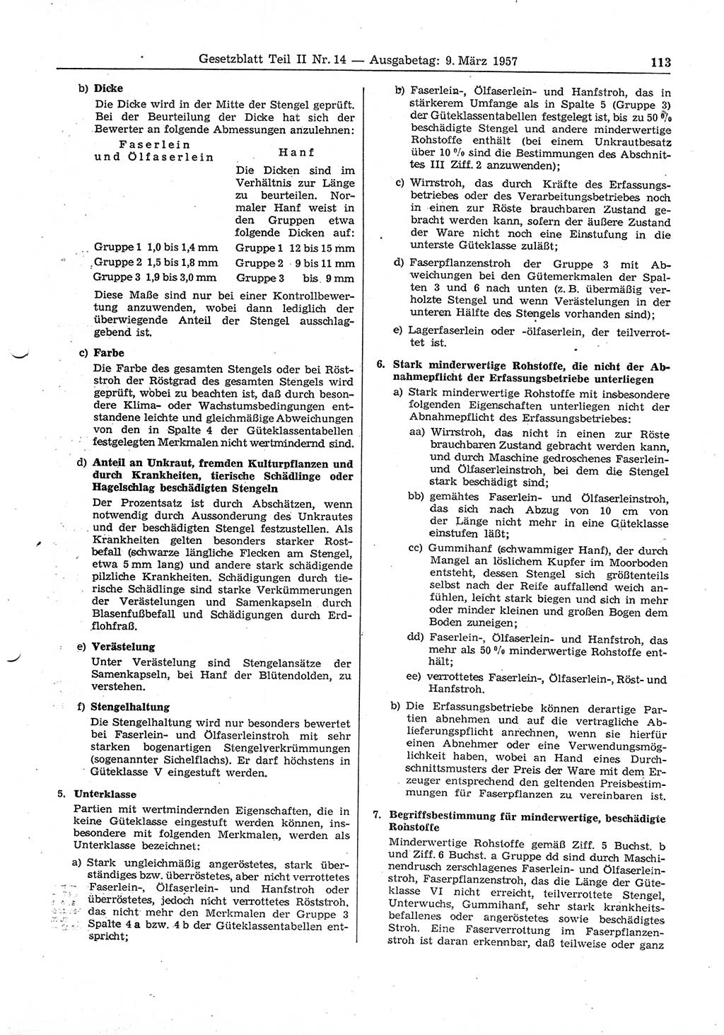 Gesetzblatt (GBl.) der Deutschen Demokratischen Republik (DDR) Teil ⅠⅠ 1957, Seite 113 (GBl. DDR ⅠⅠ 1957, S. 113)