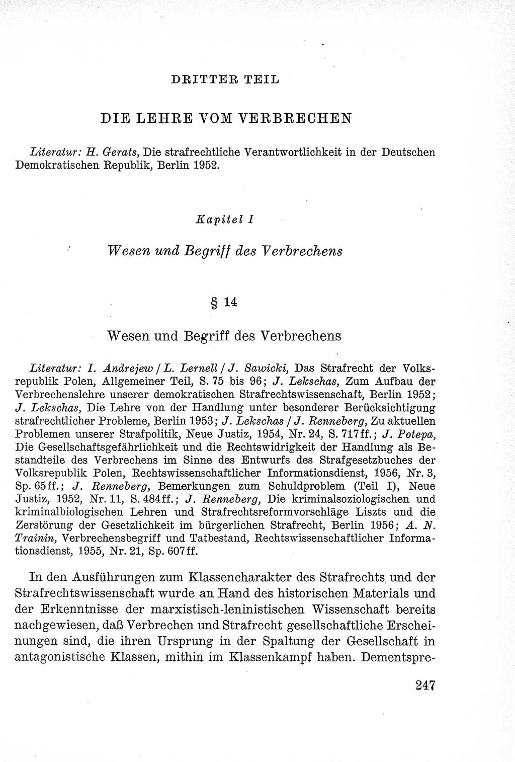 Lehrbuch des Strafrechts der Deutschen Demokratischen Republik (DDR), Allgemeiner Teil 1957, Seite 247 (Lb. Strafr. DDR AT 1957, S. 247)