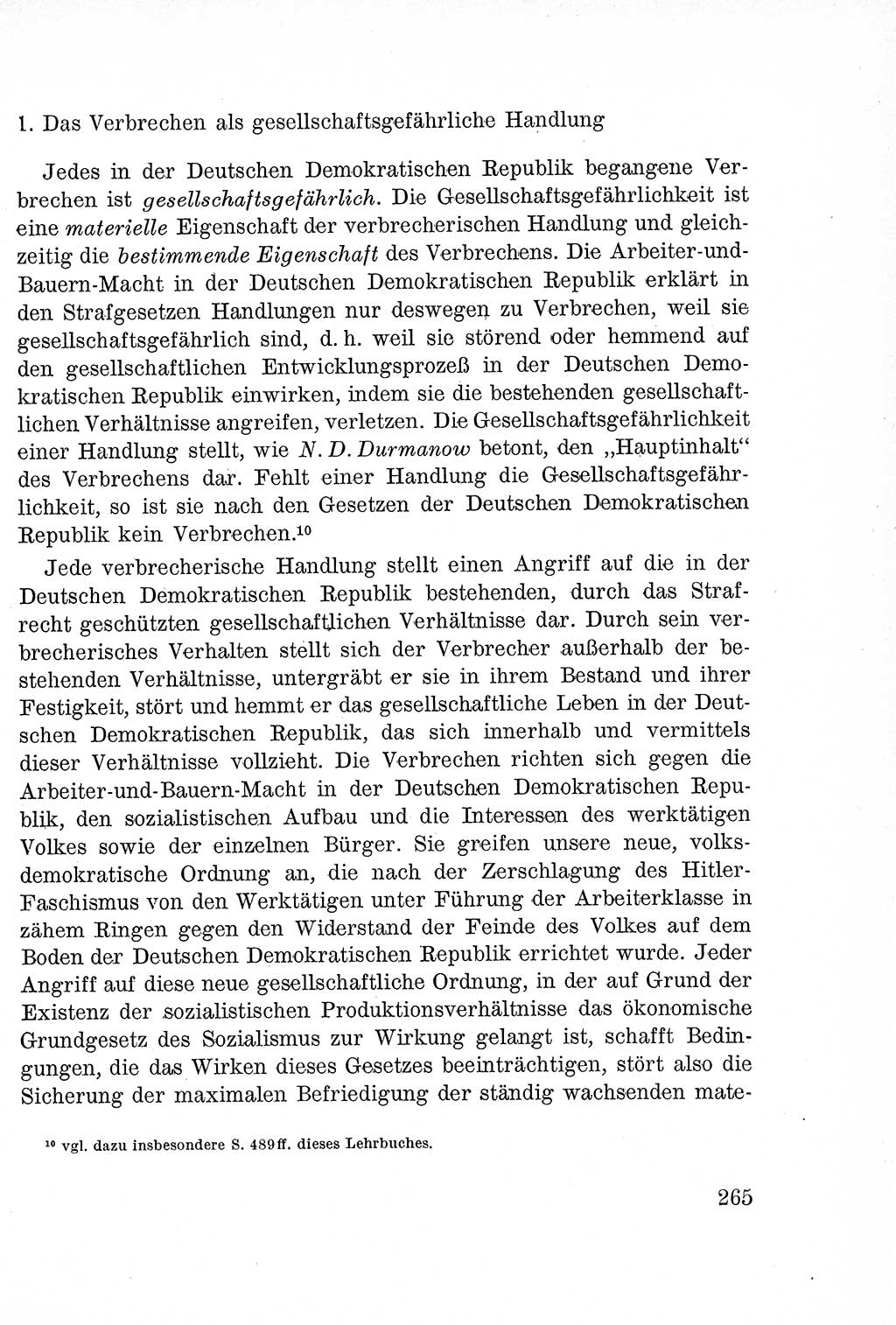 Lehrbuch des Strafrechts der Deutschen Demokratischen Republik (DDR), Allgemeiner Teil 1957, Seite 265 (Lb. Strafr. DDR AT 1957, S. 265)