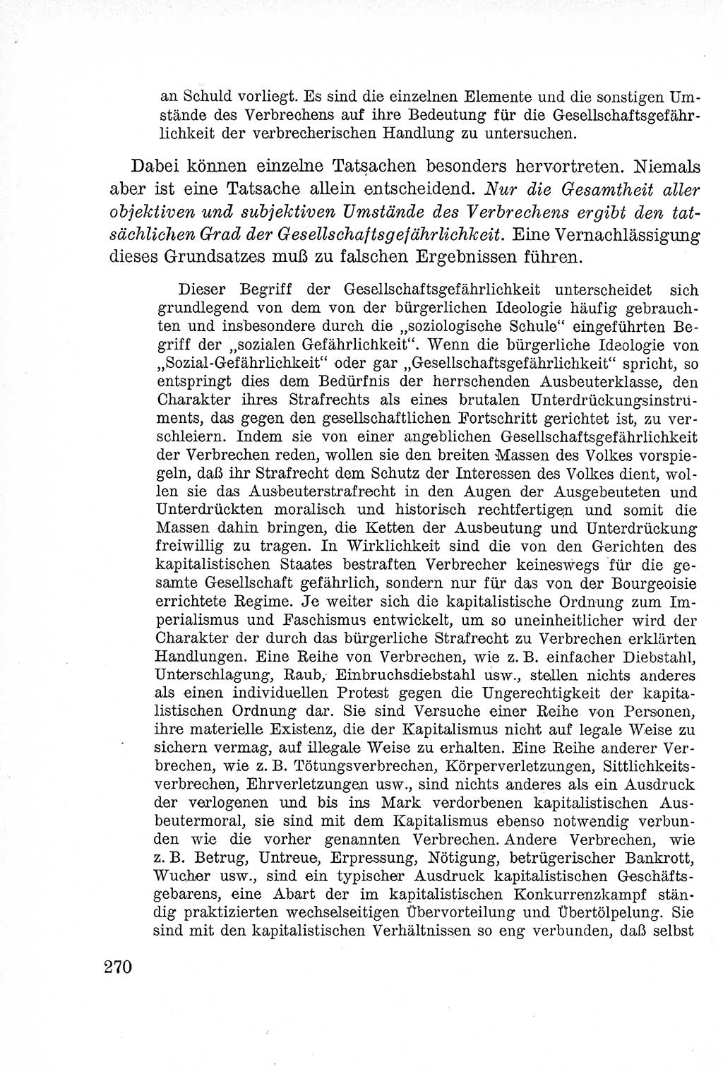 Lehrbuch des Strafrechts der Deutschen Demokratischen Republik (DDR), Allgemeiner Teil 1957, Seite 270 (Lb. Strafr. DDR AT 1957, S. 270)