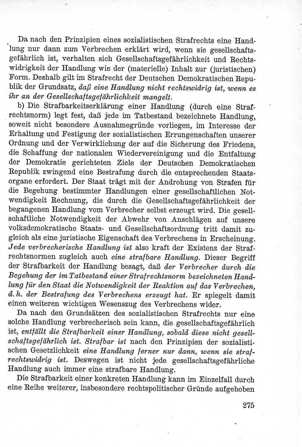 Lehrbuch des Strafrechts der Deutschen Demokratischen Republik (DDR), Allgemeiner Teil 1957, Seite 275 (Lb. Strafr. DDR AT 1957, S. 275)