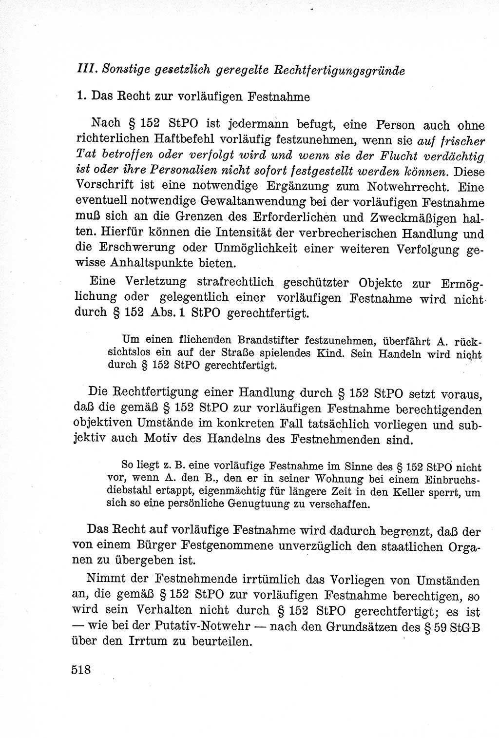 Lehrbuch des Strafrechts der Deutschen Demokratischen Republik (DDR), Allgemeiner Teil 1957, Seite 518 (Lb. Strafr. DDR AT 1957, S. 518)