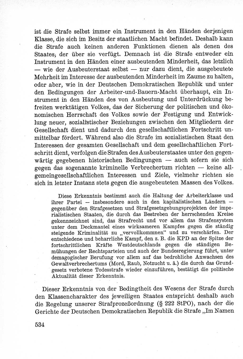 Lehrbuch des Strafrechts der Deutschen Demokratischen Republik (DDR), Allgemeiner Teil 1957, Seite 534 (Lb. Strafr. DDR AT 1957, S. 534)