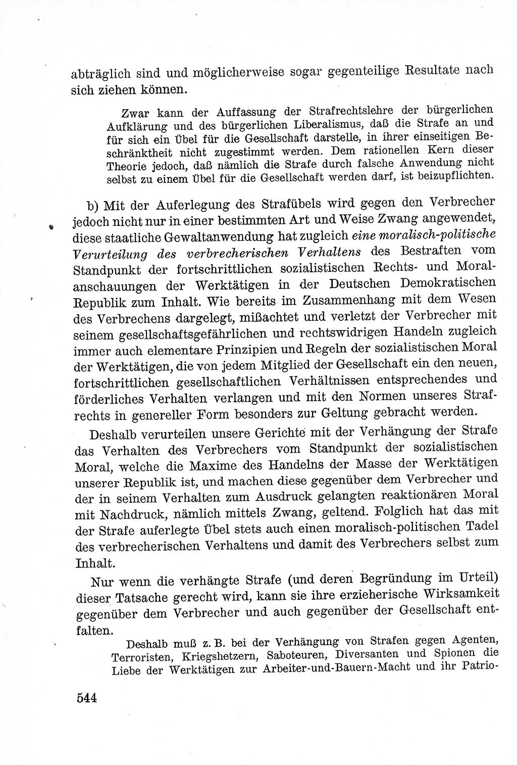 Lehrbuch des Strafrechts der Deutschen Demokratischen Republik (DDR), Allgemeiner Teil 1957, Seite 544 (Lb. Strafr. DDR AT 1957, S. 544)