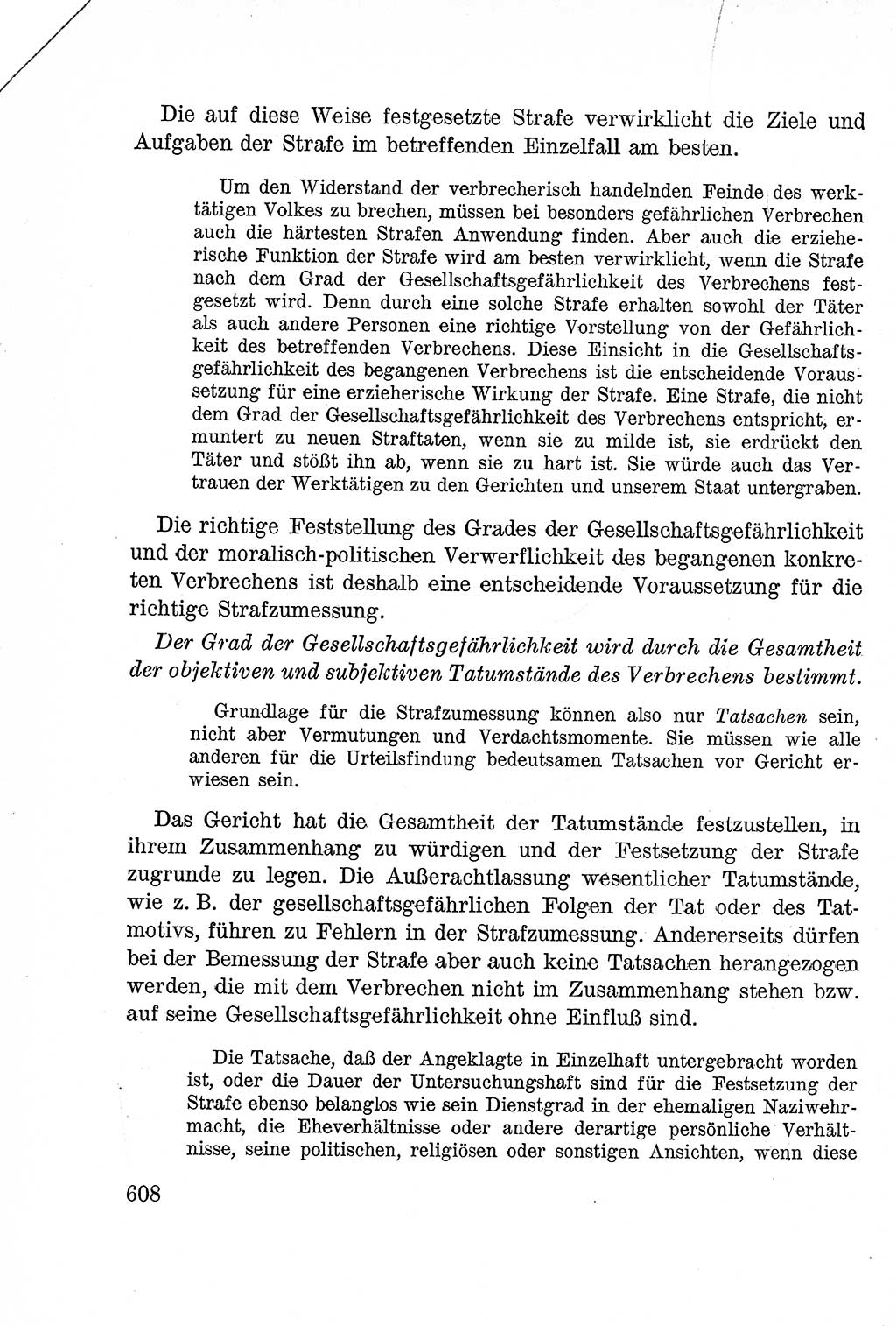 Lehrbuch des Strafrechts der Deutschen Demokratischen Republik (DDR), Allgemeiner Teil 1957, Seite 608 (Lb. Strafr. DDR AT 1957, S. 608)