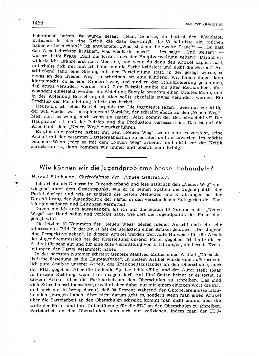 Neuer Weg (NW), Organ des Zentralkomitees (ZK) der SED (Sozialistische Einheitspartei Deutschlands) für Fragen des Parteiaufbaus und des Parteilebens, 12. Jahrgang [Deutsche Demokratische Republik (DDR)] 1957, Seite 1456 (NW ZK SED DDR 1957, S. 1456)