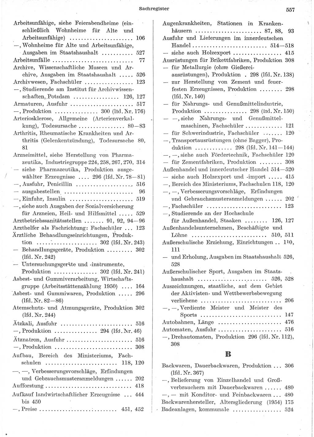 Statistisches Jahrbuch der Deutschen Demokratischen Republik (DDR) 1957, Seite 557 (Stat. Jb. DDR 1957, S. 557)