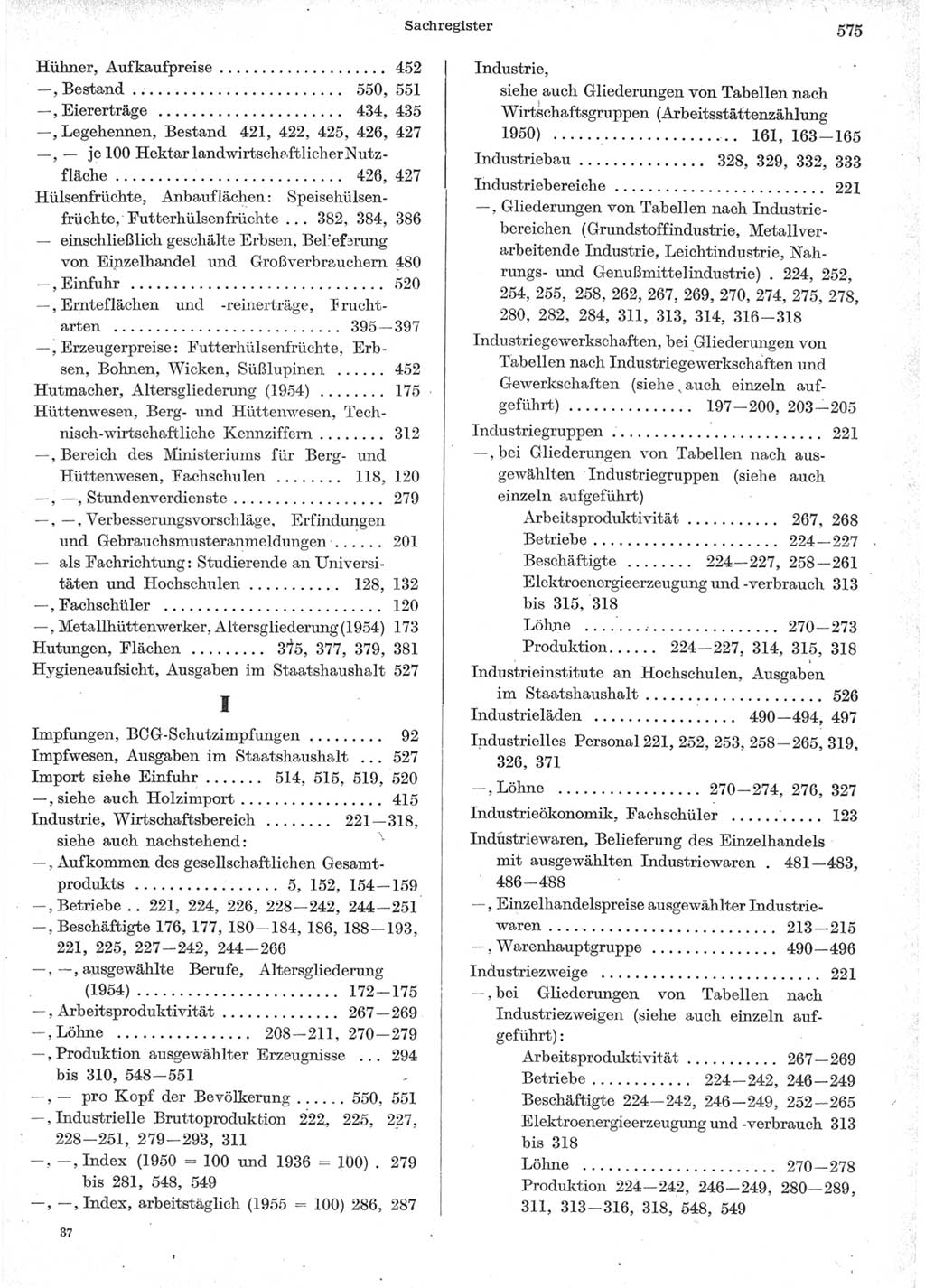 Statistisches Jahrbuch der Deutschen Demokratischen Republik (DDR) 1957, Seite 575 (Stat. Jb. DDR 1957, S. 575)