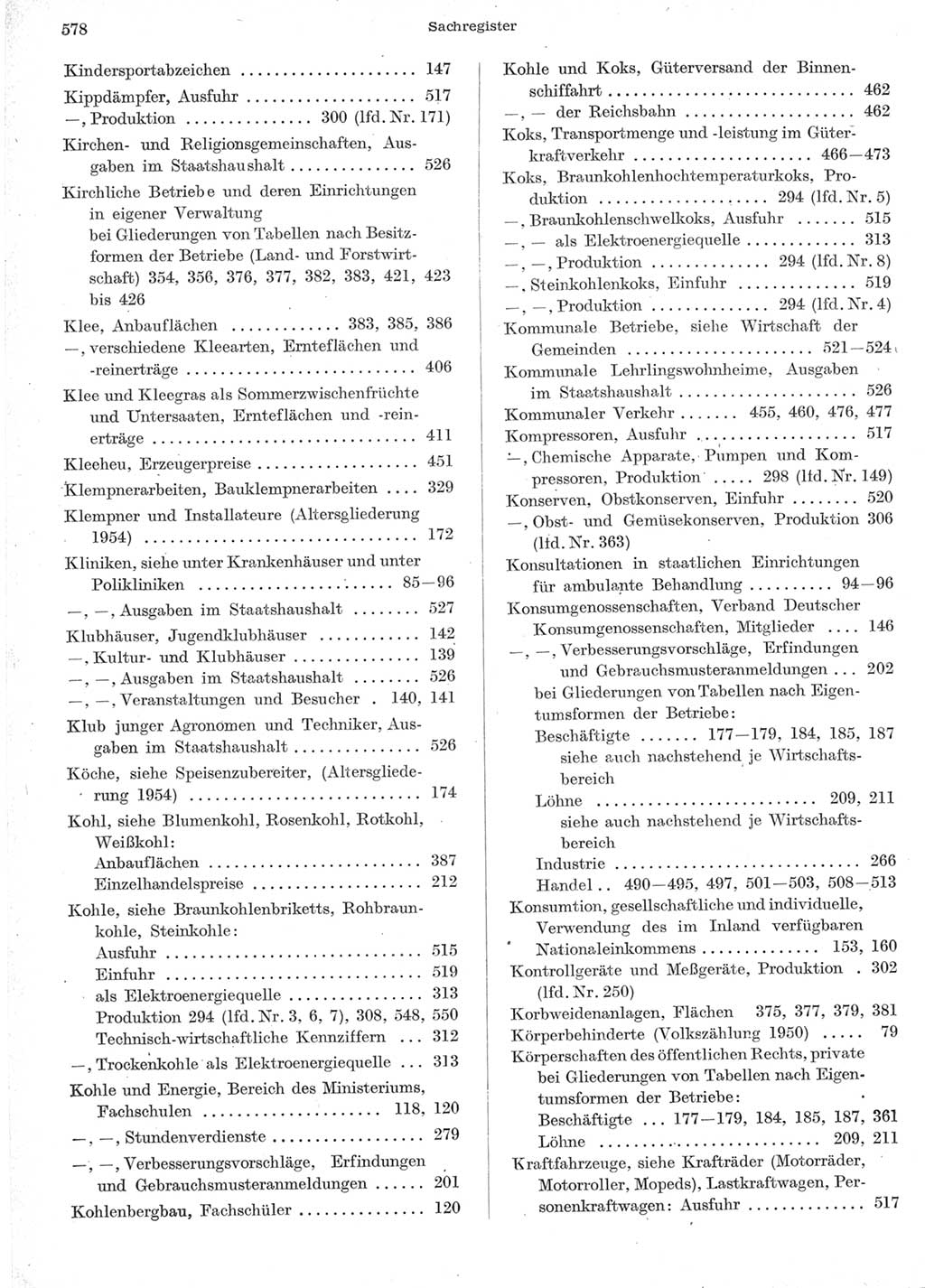 Statistisches Jahrbuch der Deutschen Demokratischen Republik (DDR) 1957, Seite 578 (Stat. Jb. DDR 1957, S. 578)