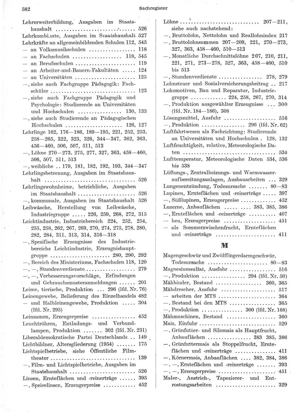 Statistisches Jahrbuch der Deutschen Demokratischen Republik (DDR) 1957, Seite 582 (Stat. Jb. DDR 1957, S. 582)