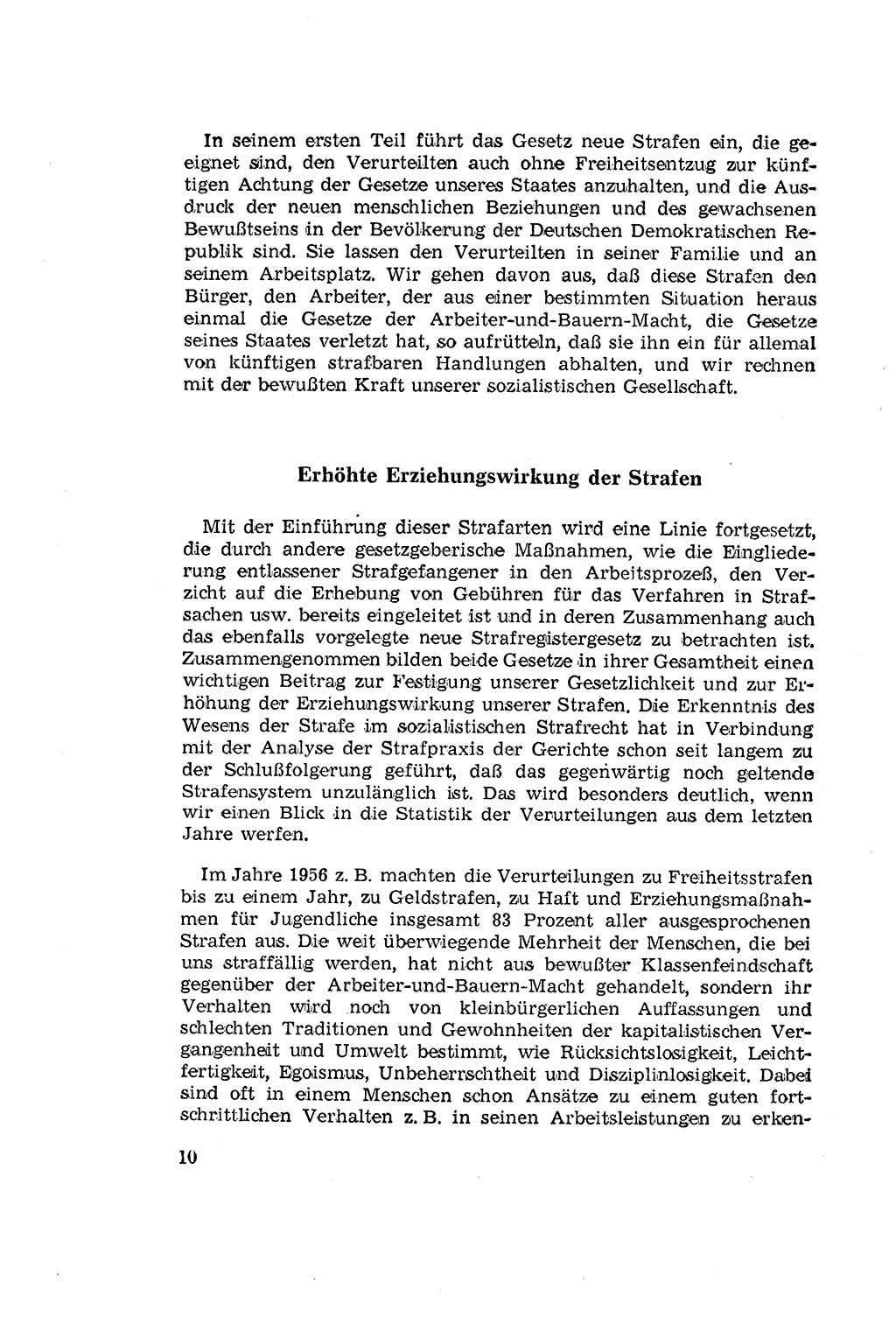 Zum Erlaß des Gesetzes zur Ergänzung des Strafgesetzbuches (StGB), Strafergänzungsgesetz (StEG) [Deutsche Demokratische Republik (DDR)] 1957, Seite 10 (StGB StEG DDR 1957, S. 10)